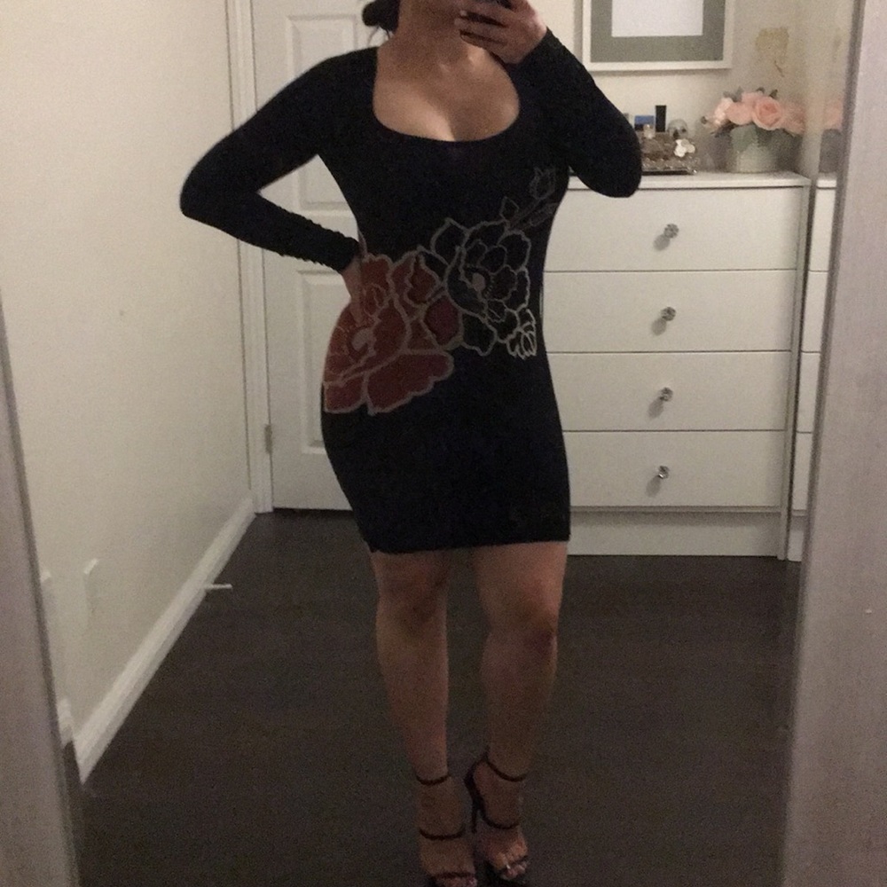 Black dress with floral detail